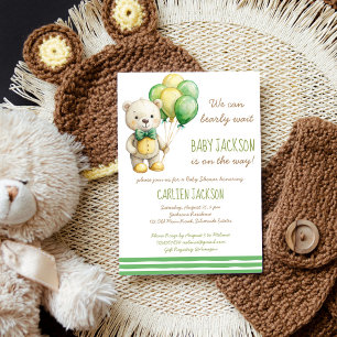 Invitation On peut attendre le baby shower d'ours en peluche 