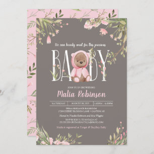 Invitation On Peut Attendre Le Baby shower D'Ours En Teddy Ro