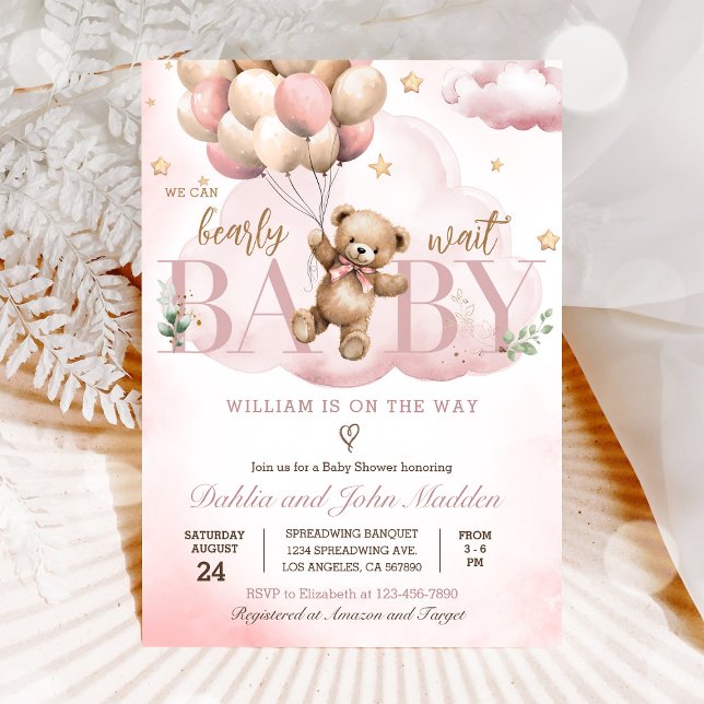 Invitation On Peut Attendre Le Baby shower D'Ours En Teddy Ro (Créateur téléchargé)