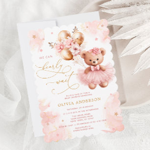 Invitation On Peut Attendre Le Baby shower D'Ours En Teddy Ro