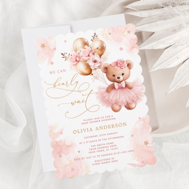 Invitation On Peut Attendre Le Baby shower D'Ours En Teddy Ro (Créateur téléchargé)