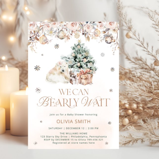 Invitation On peut attendre le Baby shower d'ours polaires d' (Créateur téléchargé)