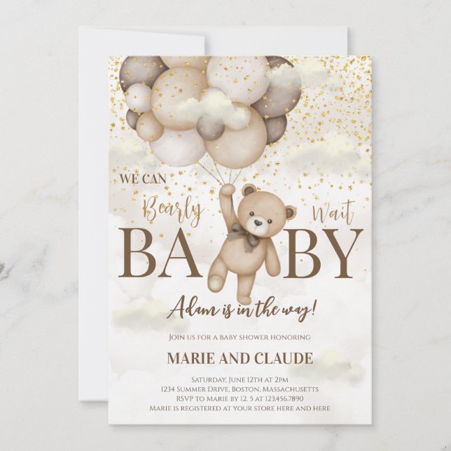 Invitation On Peut Attendre Le baby shower Garçon (Devant)