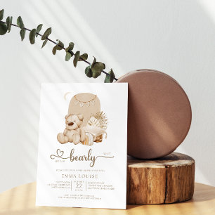 Invitation On peut attendre le Baby shower neutre de Boho