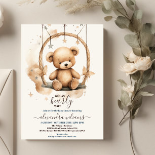Invitation On peut attendre le Baby shower Ours moderne