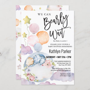 Invitation On Peut Attendre Le Baby shower Teddy Bear Garçon