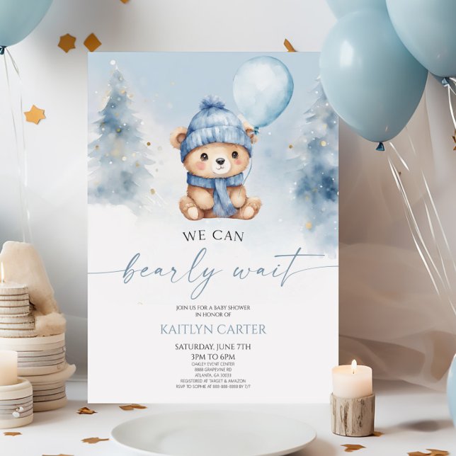 Invitation On peut attendre l'hiver Baby shower de l'ours en  (Créateur téléchargé)