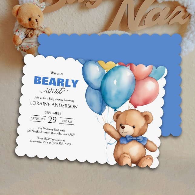 Invitation On peut attendre l'invitation Baby shower bleu gar (Create cherished memories for years to come with this adorable baby shower invitation.)