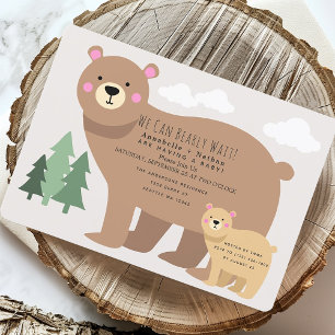 Invitation On peut attendre l'invitation Baby shower de maman