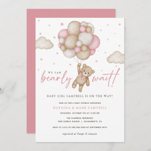 Invitation On peut attendre l'invitation Baby shower fille