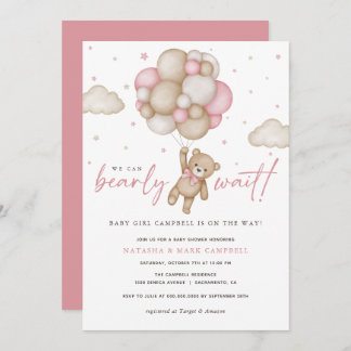 Invitation On peut attendre l'invitation Baby shower fille