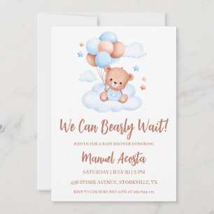 Invitation On peut attendre l'invitation Baby shower garçon