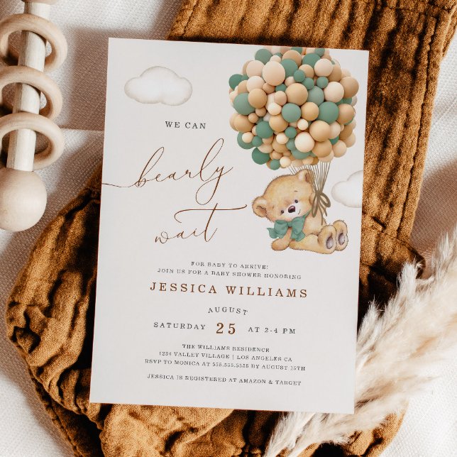 Invitation On peut attendre l'invitation du Baby shower vert (Créateur téléchargé)