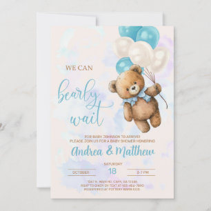 Invitation On peut attendre l'invitation du garçon baby showe