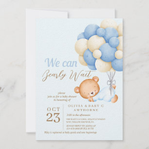 Invitation On peut attendre l'ours Balloon Baby Boy Douche