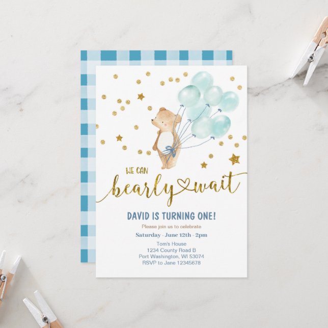 Invitation On peut attendre l'ours Ballotte Anniversaire (Devant/Arrière en situation)