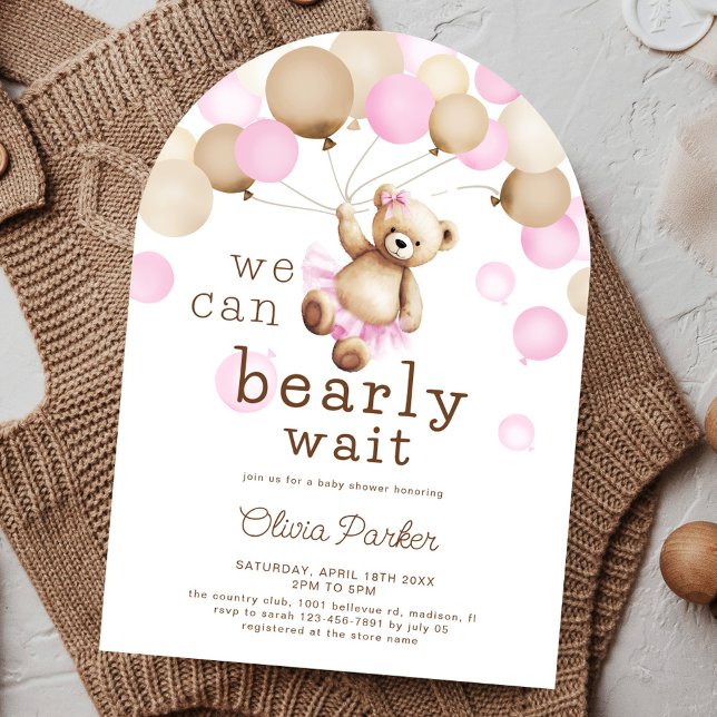 Invitation On peut attendre l'ours fille Baby shower Arch (Créateur téléchargé)