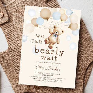 Invitation On Peut Attendre L'Ours Thème Baby shower Garçon