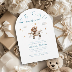 Invitation On Peut Attendre ! Ours et avion en peluche