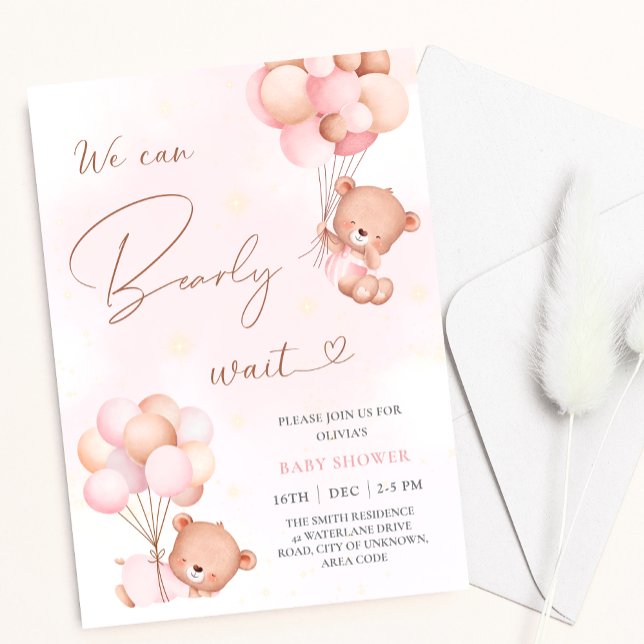 Invitation On peut attendre prématurément l'ours Baby shower  (Créateur téléchargé)