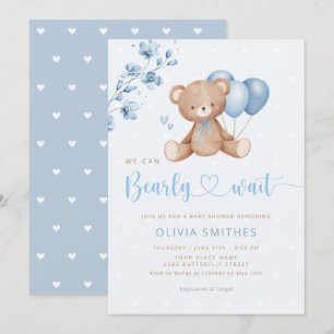 Invitation On Peut Attendre Teddy Bear Baby shower