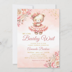 Invitation On Peut Attendre Teddy Bear Baby shower