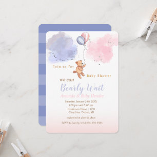 Invitation On Peut Attendre Teddy Bear Baby shower