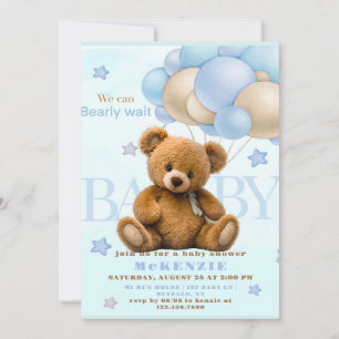 Invitation On Peut Attendre Teddy Bear Baby shower