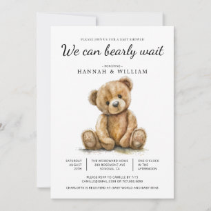 Invitation On Peut Attendre Teddy Bear Baby shower