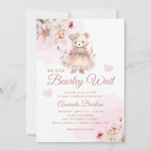 Invitation On Peut Attendre Teddy Bear Baby shower