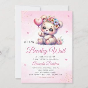 Invitation On Peut Attendre Teddy Bear Baby shower
