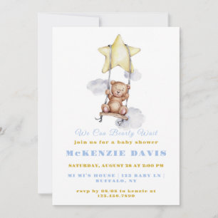 Invitation On Peut Attendre Teddy Bear Baby shower