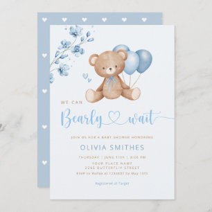 Invitation On Peut Attendre Teddy Bear Baby shower