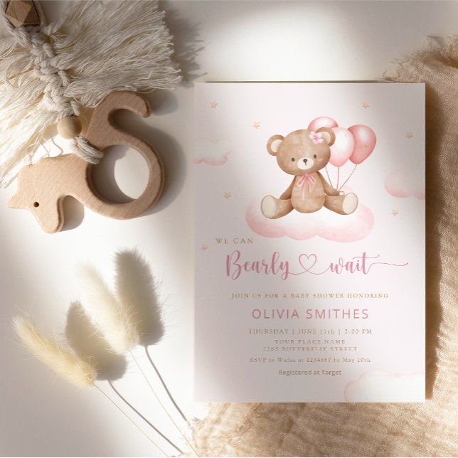 Invitation On Peut Attendre Teddy Bear Baby shower (Créateur téléchargé)