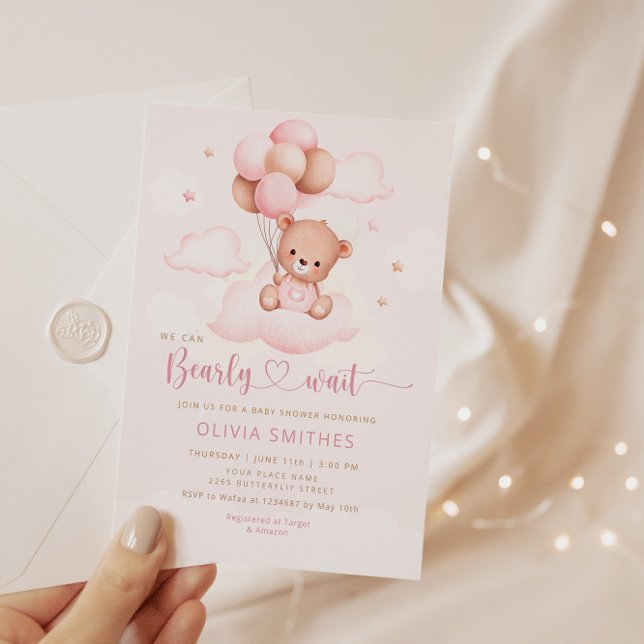 Invitation On Peut Attendre Teddy Bear Baby shower (Créateur téléchargé)