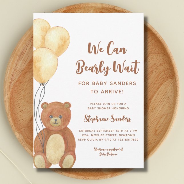 Invitation On Peut Attendre Teddy Bear Baby shower (Créateur téléchargé)