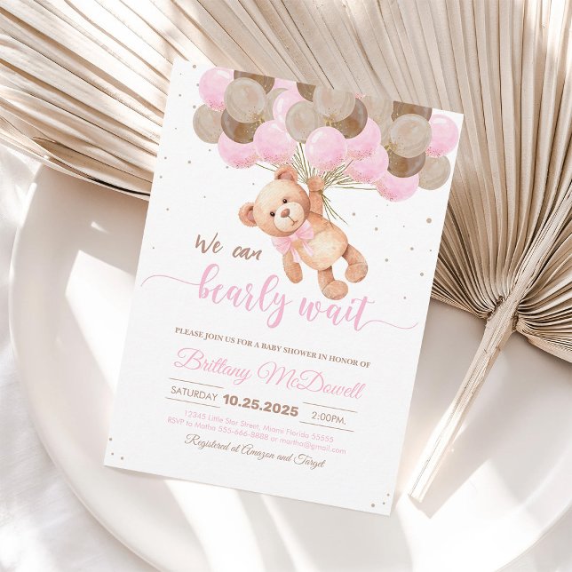 Invitation On Peut Attendre Teddy Bear Baby shower (Créateur téléchargé)