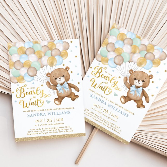 Invitation On Peut Attendre Teddy Bear Baby shower (Créateur téléchargé)