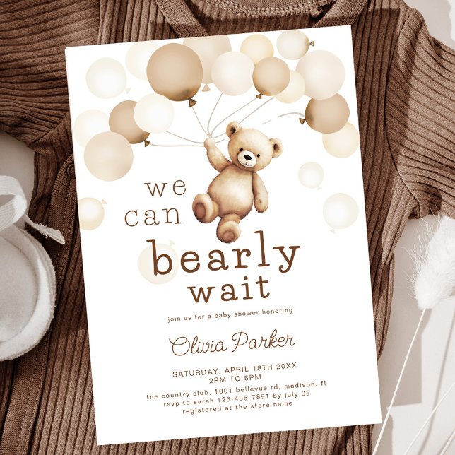 Invitation On Peut Attendre Teddy Bear Baby shower (Créateur téléchargé)