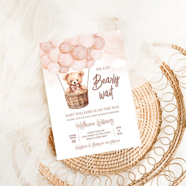 Invitation On Peut Attendre Teddy Bear Baby shower (Créateur téléchargé)