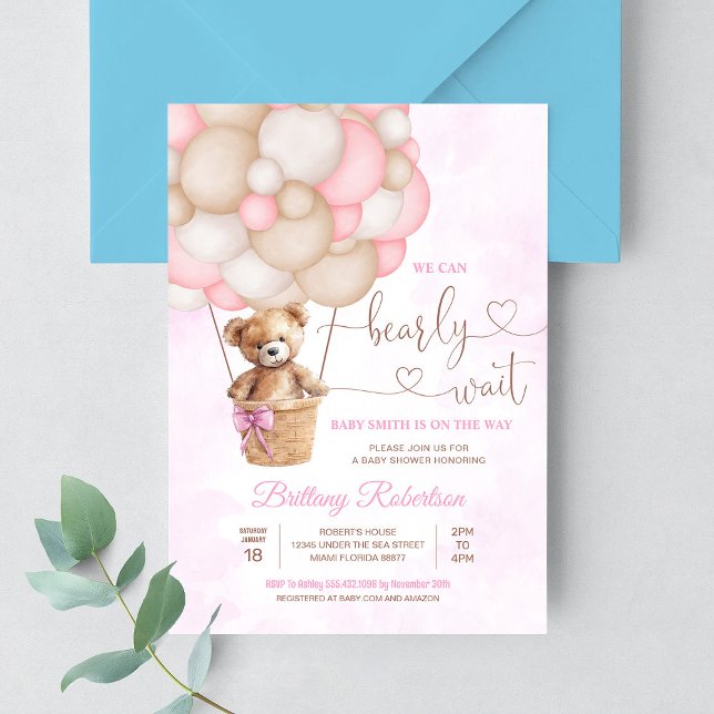 Invitation On Peut Attendre Teddy Bear Baby shower (Créateur téléchargé)