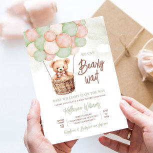 Invitation On Peut Attendre Teddy Bear Baby shower