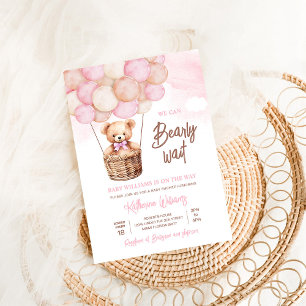 Invitation On Peut Attendre Teddy Bear Baby shower