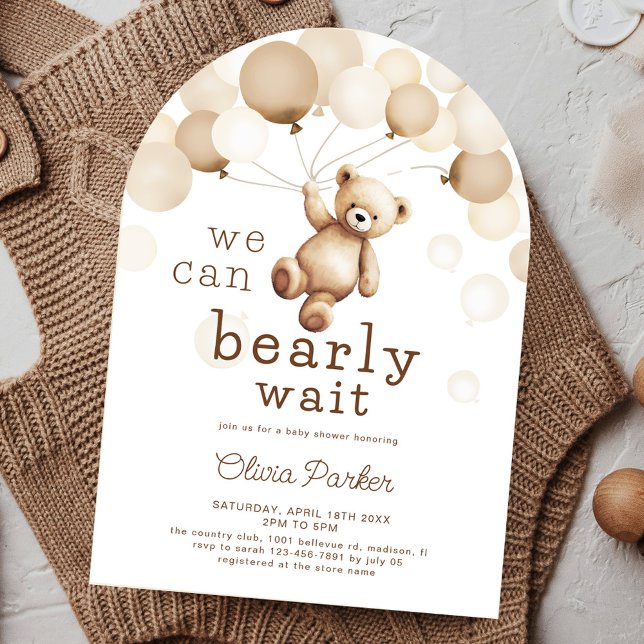 Invitation On Peut Attendre Teddy Bear Baby shower Arche (Créateur téléchargé)