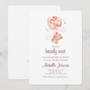 Invitation On peut attendre Teddy Bear Baby shower fille