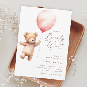 Invitation On Peut Attendre Teddy Bear Girls Baby shower