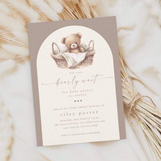 Invitation On peut attendre un Baby shower Boho neutre pour l (We can bearly wait gender neutral boho baby shower invitation.)