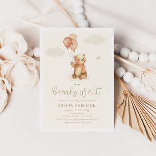 Invitation On peut attendre un Baby shower neutre