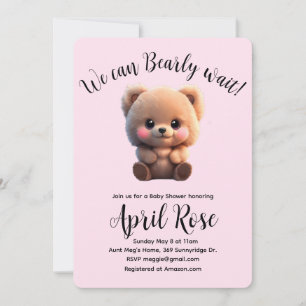 Invitation On peut Bearly Wait mignon Baby shower ours en pel