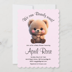 Invitation On peut Bearly Wait mignon Baby shower ours en pel